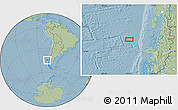 Savanna Style Location Map of the area around 44° 53' 21" S, 77° 16' 30" W, hill shading
