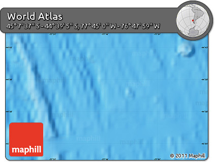 Physical Map of the Area around 44° 53' 21" S, 77° 16' 30" W