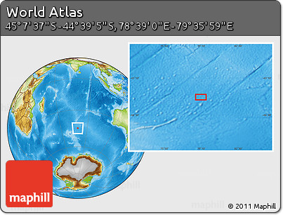 Physical Location Map of the Area around 44° 53' 21" S, 79° 7' 30" E