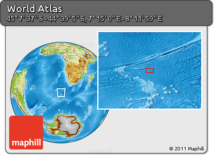Physical Location Map of the Area around 44° 53' 21" S, 7° 43' 29" E