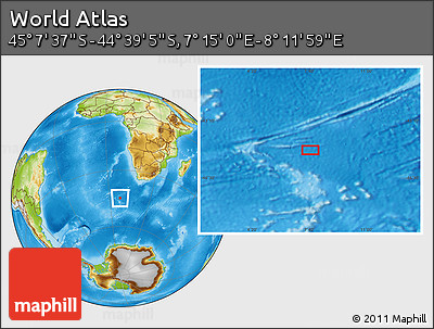 Physical Location Map of the Area around 44° 53' 21" S, 7° 43' 29" E