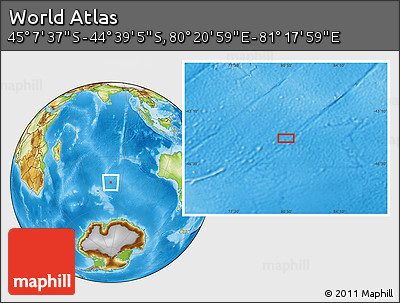 Physical Location Map of the Area around 44° 53' 21" S, 80° 49' 29" E
