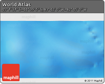 Shaded Relief 3D Map of the Area around 44° 53' 21" S, 83° 13' 29" W