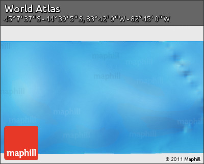 Shaded Relief 3D Map of the Area around 44° 53' 21" S, 83° 13' 29" W