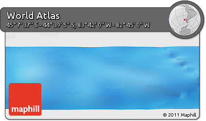 Physical Panoramic Map of the Area around 44° 53' 21" S, 83° 13' 29" W