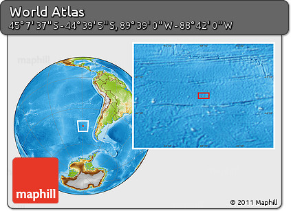 Physical Location Map of the Area around 44° 53' 21" S, 89° 10' 30" W