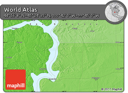Political Map of the Area around 45° 10' 22" N, 100° 13' 29" W