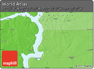 Political Map of the Area around 45° 10' 22" N, 100° 13' 29" W