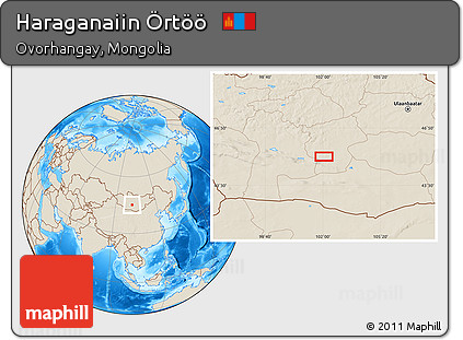 Shaded Relief Location Map of Haraganaiin Örtöö