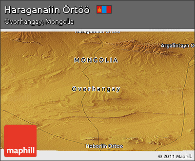 Physical Panoramic Map of Haraganaiin Örtöö