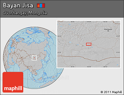 Gray Location Map of Bayan Jisa, hill shading