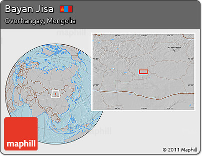 Gray Location Map of Bayan Jisa, hill shading