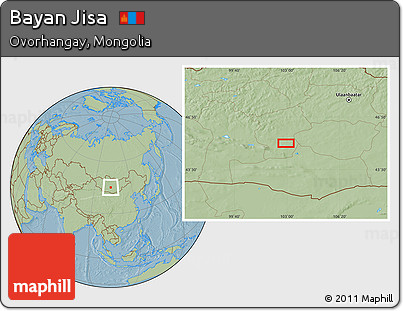 Savanna Style Location Map of Bayan Jisa, hill shading