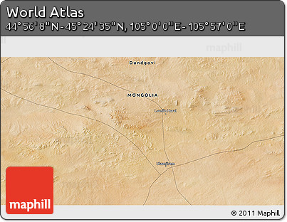 Satellite 3D Map of the Area around 45° 10' 22" N, 105° 28' 29" E