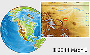 Physical Location Map of the area around 45° 10' 22" N, 106° 10' 30" W