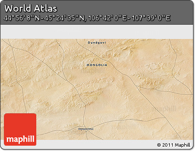 Satellite 3D Map of the Area around 45° 10' 22" N, 107° 10' 30" E