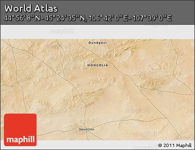 Satellite 3D Map of the Area around 45° 10' 22" N, 107° 10' 30" E