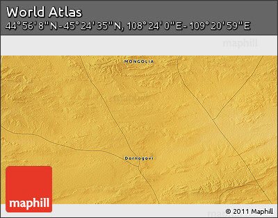 Physical 3D Map of the Area around 45° 10' 22" N, 108° 52' 30" E