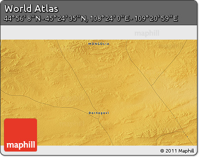 Physical 3D Map of the Area around 45° 10' 22" N, 108° 52' 30" E