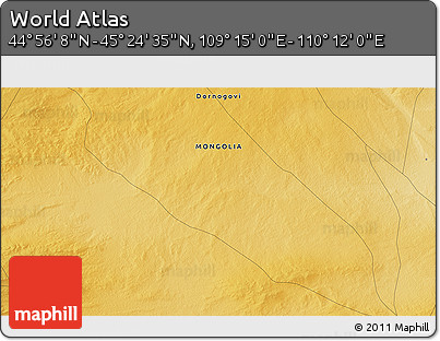 Physical 3D Map of the Area around 45° 10' 22" N, 109° 43' 29" E
