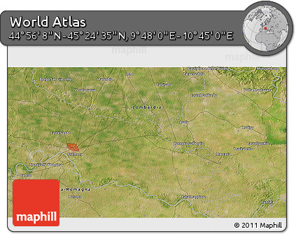 Satellite 3D Map of the Area around 45° 10' 22" N, 10° 16' 30" E