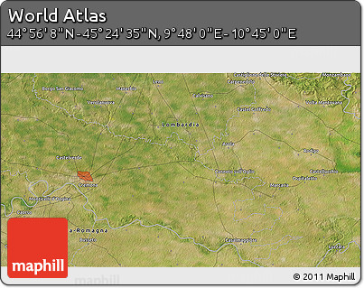 Satellite 3D Map of the Area around 45° 10' 22" N, 10° 16' 30" E