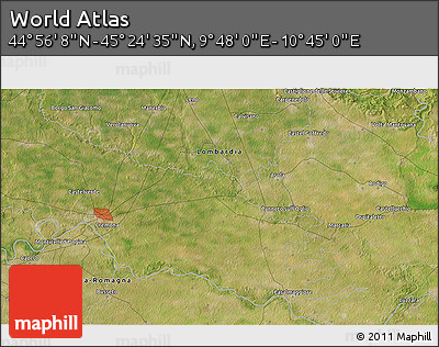 Satellite 3D Map of the Area around 45° 10' 22" N, 10° 16' 30" E