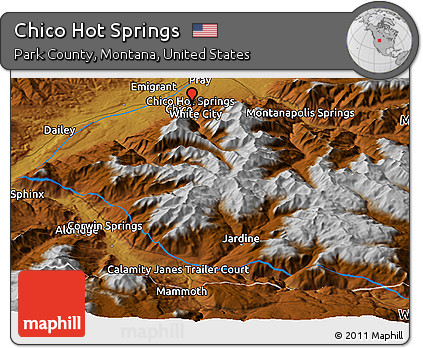 Physical Panoramic Map of Chico Hot Springs