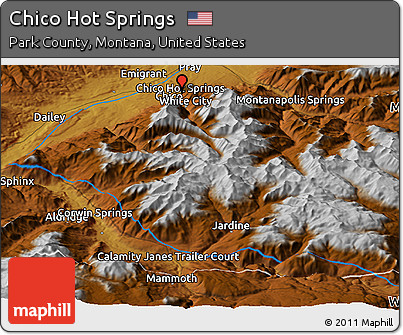 Physical Panoramic Map of Chico Hot Springs