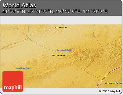 Physical 3D Map of the Area around 45° 10' 22" N, 111° 25' 30" E