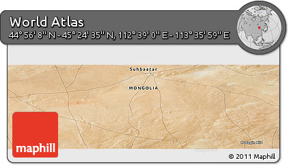 Satellite Panoramic Map of the Area around 45° 10' 22" N, 113° 7' 30" E