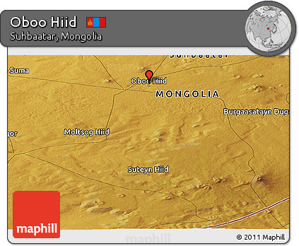 Physical Panoramic Map of Oboo Hiid
