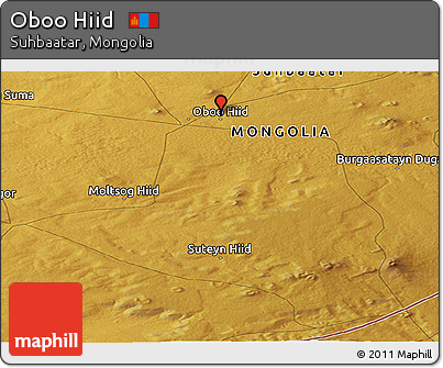 Physical Panoramic Map of Oboo Hiid