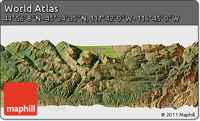 Satellite Panoramic Map of the Area around 45° 10' 22" N, 117° 13' 29" W