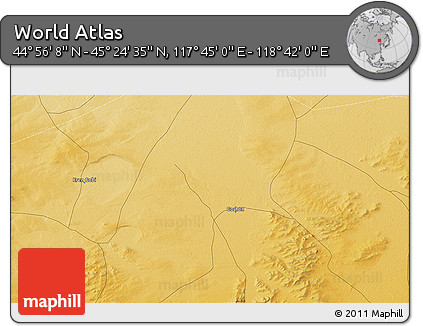 Physical 3D Map of the Area around 45° 10' 22" N, 118° 13' 29" E
