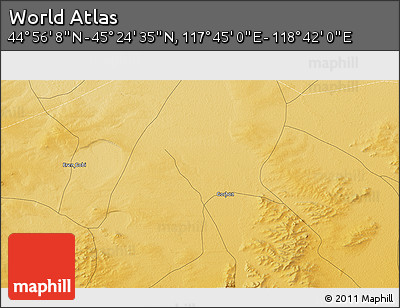 Physical 3D Map of the Area around 45° 10' 22" N, 118° 13' 29" E
