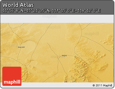 Physical 3D Map of the Area around 45° 10' 22" N, 118° 13' 29" E