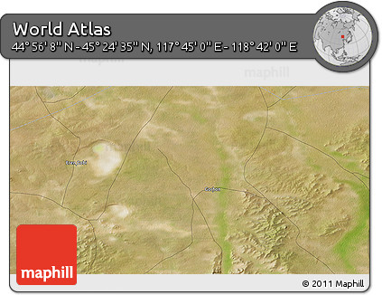 Satellite 3D Map of the Area around 45° 10' 22" N, 118° 13' 29" E