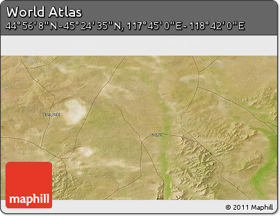 Satellite 3D Map of the Area around 45° 10' 22" N, 118° 13' 29" E