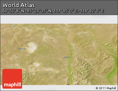 Satellite 3D Map of the Area around 45° 10' 22" N, 118° 13' 29" E