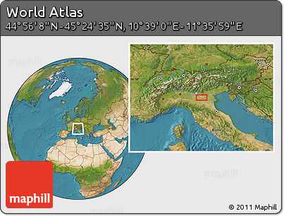 Satellite Location Map of the Area around 45° 10' 22" N, 11° 7' 30" E