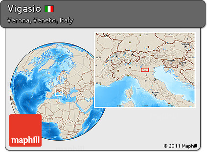 Shaded Relief Location Map of Vigasio