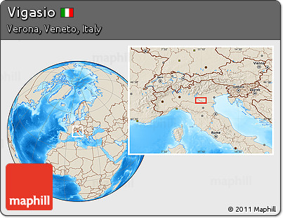 Shaded Relief Location Map of Vigasio