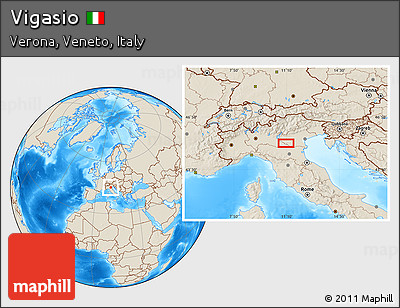 Shaded Relief Location Map of Vigasio