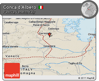 Shaded Relief Panoramic Map of Conca D'Albero
