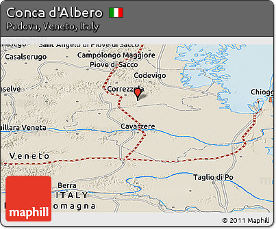Shaded Relief Panoramic Map of Conca D'Albero
