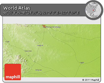 Physical 3D Map of the Area around 45° 10' 22" N, 121° 37' 30" E