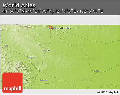 Physical 3D Map of the Area around 45° 10' 22" N, 121° 37' 30" E