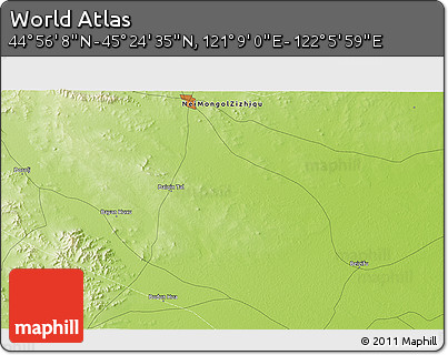 Physical 3D Map of the Area around 45° 10' 22" N, 121° 37' 30" E