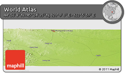 Physical Panoramic Map of the Area around 45° 10' 22" N, 121° 37' 30" E